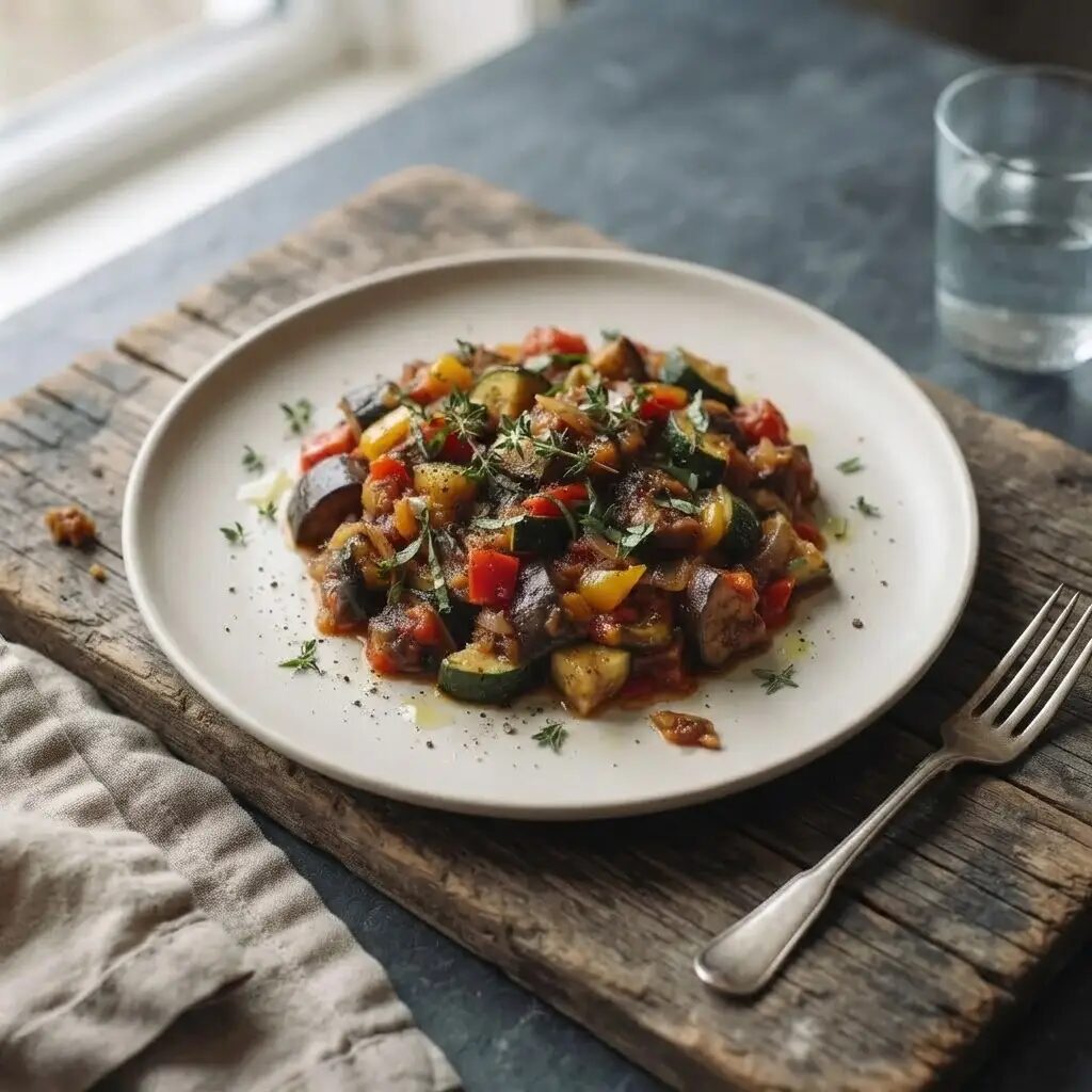 Ratatouille, dressé dans une assiette